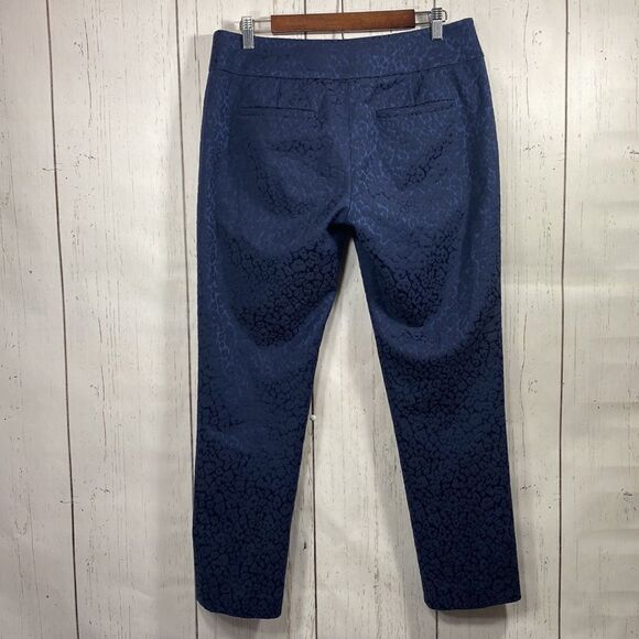 Ann Taylor Loft Marisa Womens Ankle Navy Blue Textured Animal Print Pants - Picture 16 of 16